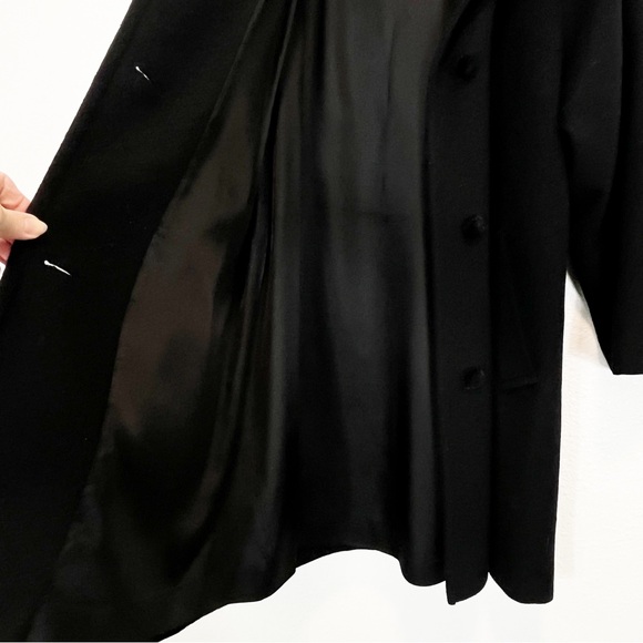 Vintage Forecaster Of Boston Long Black Wool Coat With Velvet Hood Size 4 - Picture 4 of 8